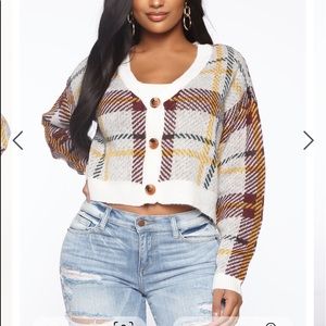 Plaid button cardigan